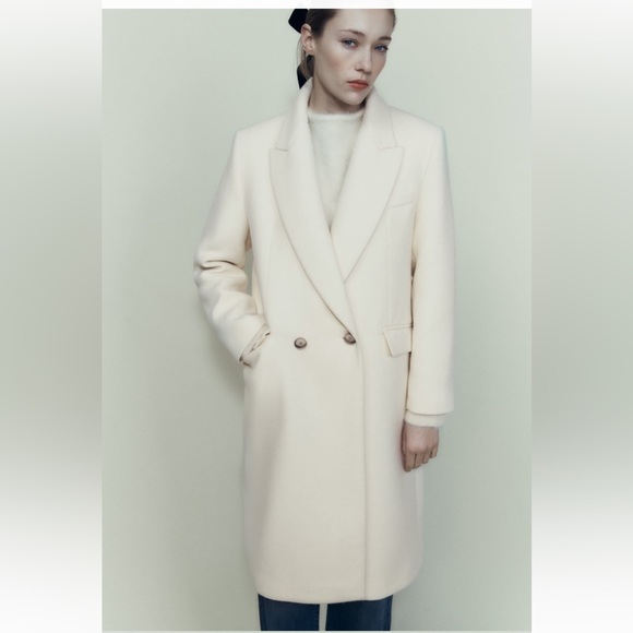 Zara double breasted coat manteco wool Italian fabric - Picture 2 of 7